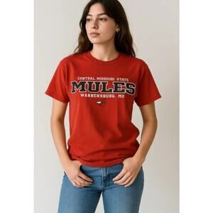 Y2K College Sports Graphic Tee Central Missouri State Mules Jerzees M